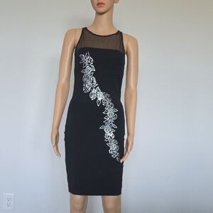 Elegant Black and White Halter Bodycon Midi Dress